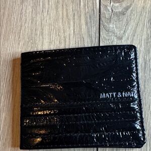 Matt & Nat Glossy Black Croc-Embossed Wallet